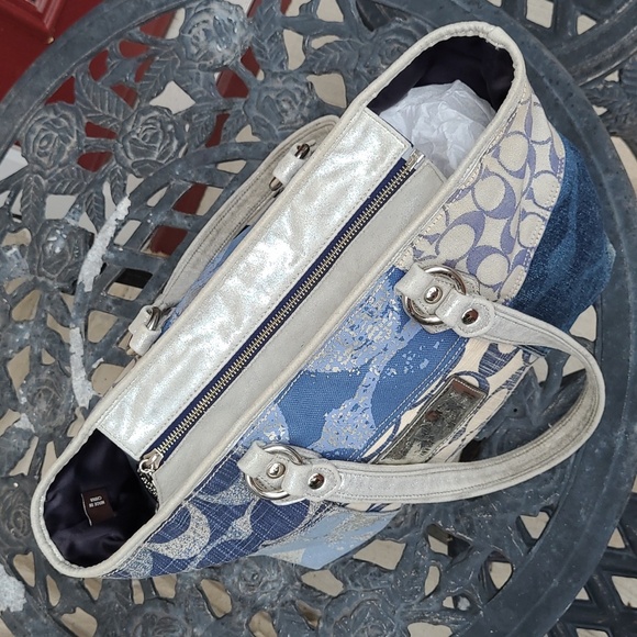 Coach Poppy Denim Patchwork Tote Bag - Picture 10 of 15